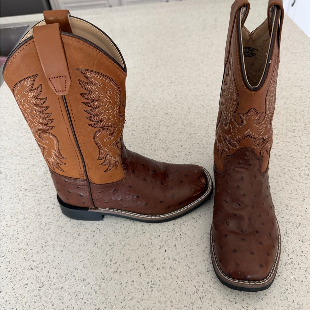 Kids Brown/Tan Western Cowboy Boots - Picture 3 of 5
